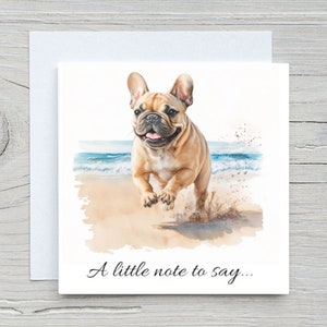 Carte Juste une petite note pour dire - carte de chien de taureau français, cartes de remerciement de Frenchie, cartes de symathy de perte d'animal de compagnie