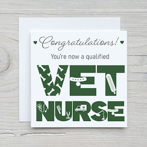 Félicitations, carte de remise des diplômes. Carte d'infirmière vétérinaire, carte Fier of you, cadeaux d'infirmière vétérinaire qualifiée, étape importante, nouvel emploi