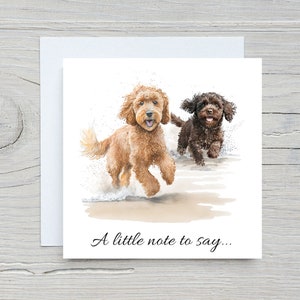 Sólo una pequeña nota para decir tarjeta, Cockerpoo, Cavapoo, tarjetas de agradecimiento Doodle, interior en blanco personalizable, felicitaciones.