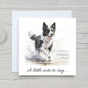Just A Little Note To Say-kaart, bedankkaarten border collie, verjaardagskaart hondeneigenaar, bedankcadeau voor collie-eigenaar. Van de hond