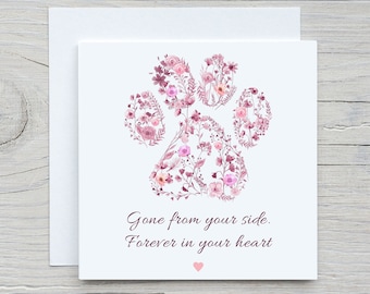 Pet Loss card | Thinking Of You | Pet sympathy card | Cat Dog Sympathy card  | Bereavement Sorry For Your Loss, Paw Print Floral Quote