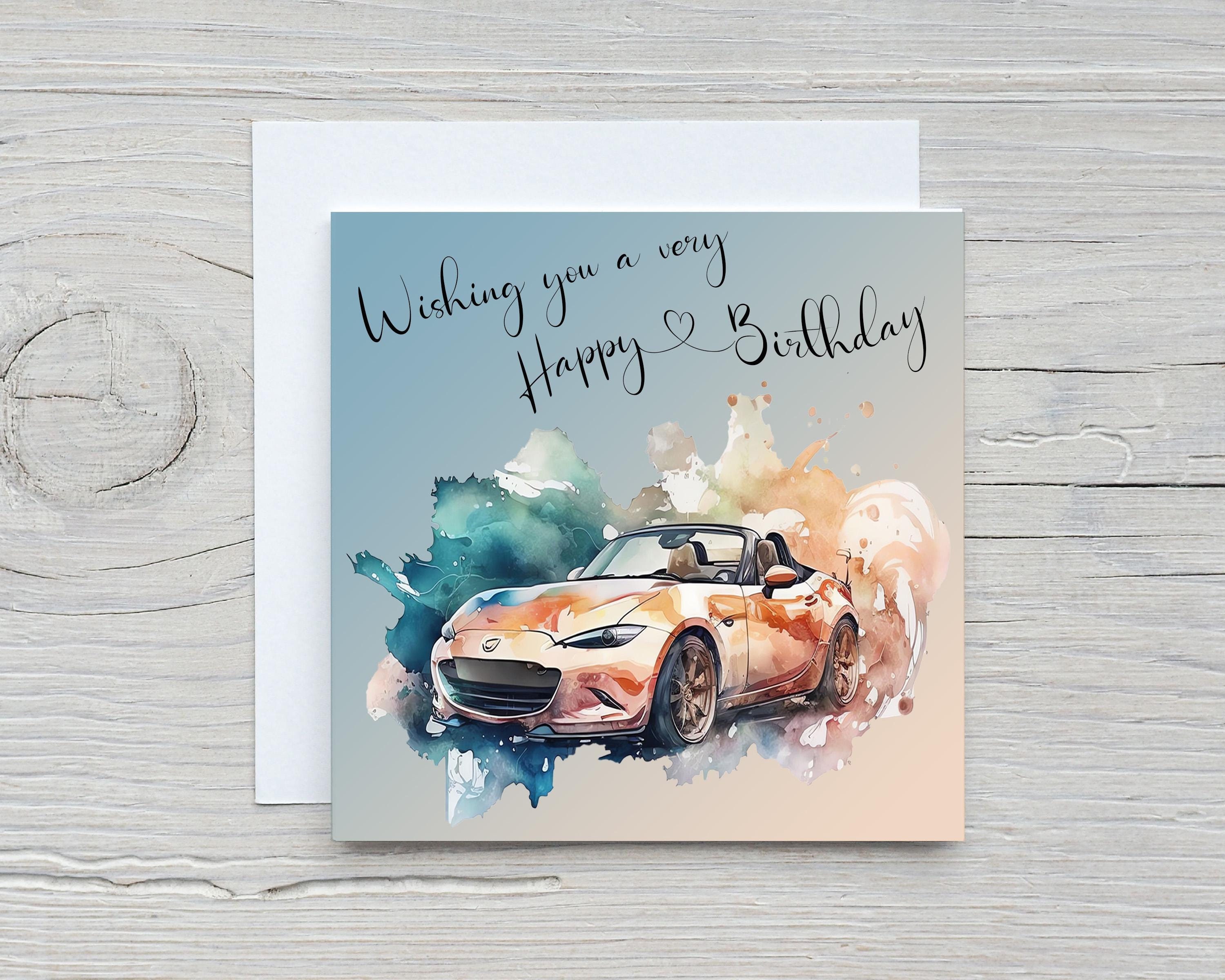 Mazda MX-5 Birthday Card, MX5 Sports Car Birthday Card