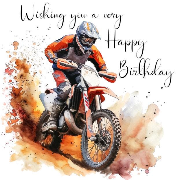 Birthday My Rider Motocross Birthday Card, Dirt Bike Birthday Card for Him, Motorcycle ...
