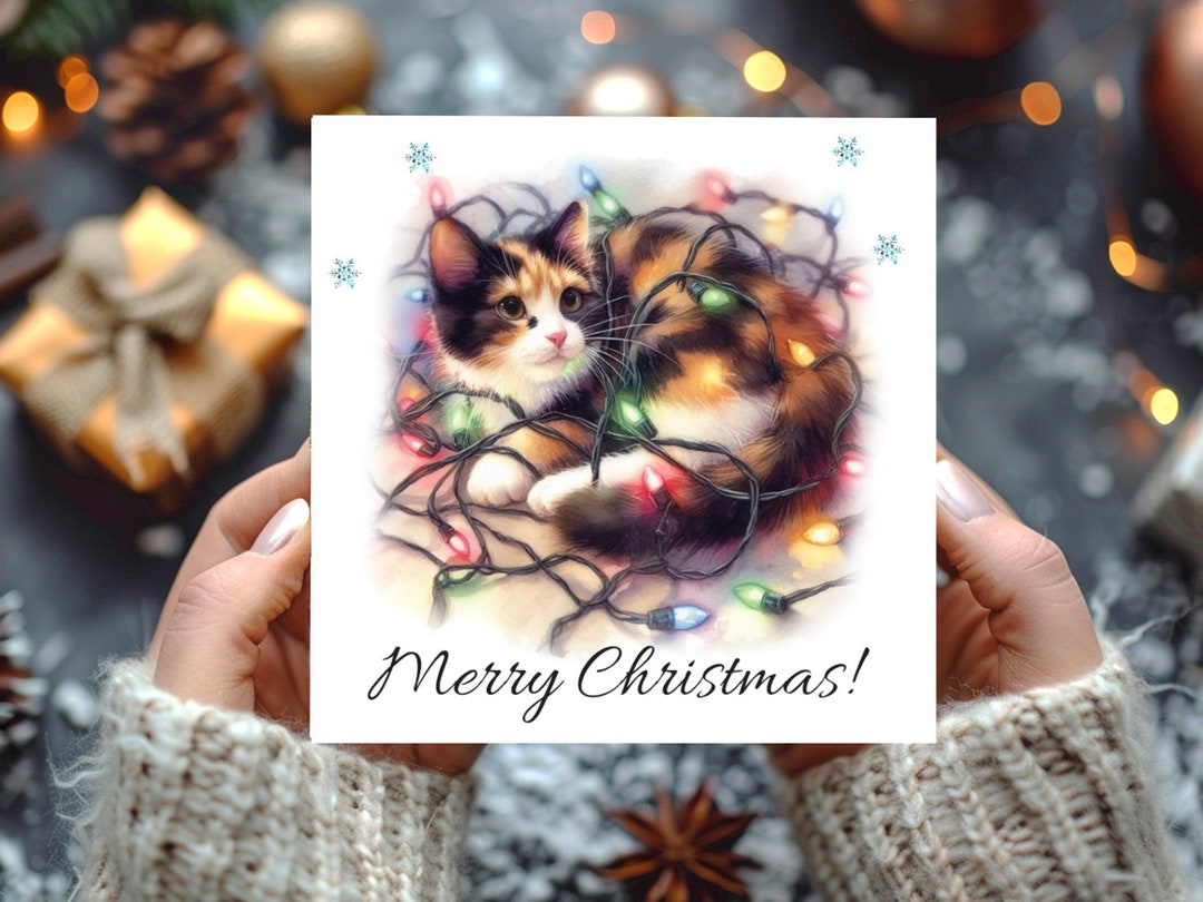 Merry Christmas Cat Card, Happy Xmas Cat Cards, Christmas Gift From the ...