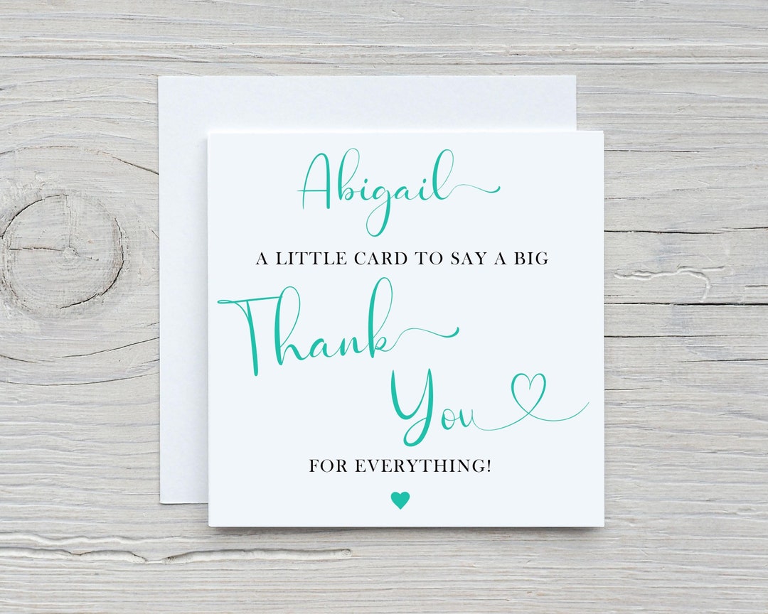 Personalised Thank You Card, Card for Friends, Modern Green Customise ...