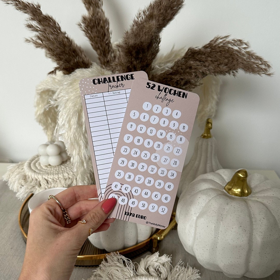 52 Week Savings Challenge Tracker A6 Beige Saving With the Envelope ...