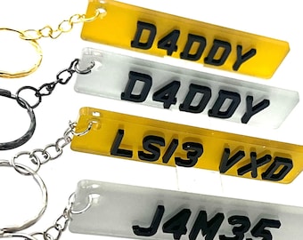 Custom 4D Numberplate Keyring, Personalised Name Keyring, Registration Keyring, Custom Number Plate Keyring