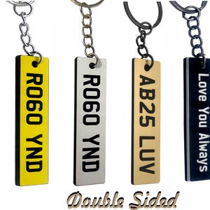 Personalised Number Plate Keyring – Custom Car Reg Keyring – Laser Engraved Double Sided