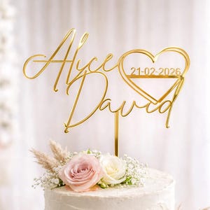 Engraved Heart Wedding Topper，Handwritten Names for Couples，Rustic Ceremony Decor，Wedding and Anniversary Decor，Ready to Ship!
