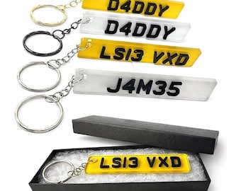 Personalised 4D Number Plate Keyring – Custom Car Registration Keychain – Custom Gift for Him Her – Unique Car Accessory