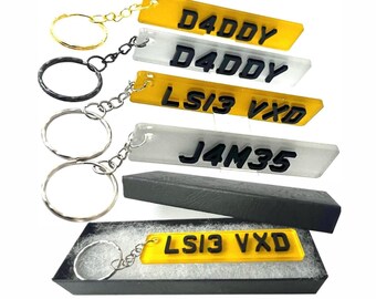 Personalised Number Plate Custom Keyring Car Registration Reg Licence Keychain - Foto 8