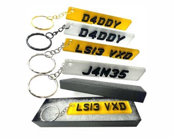 Custom 4D Numberplate Keyring, Personalised Name Keyrings , Car Registration Keyring, Custom Number Plate Keychain