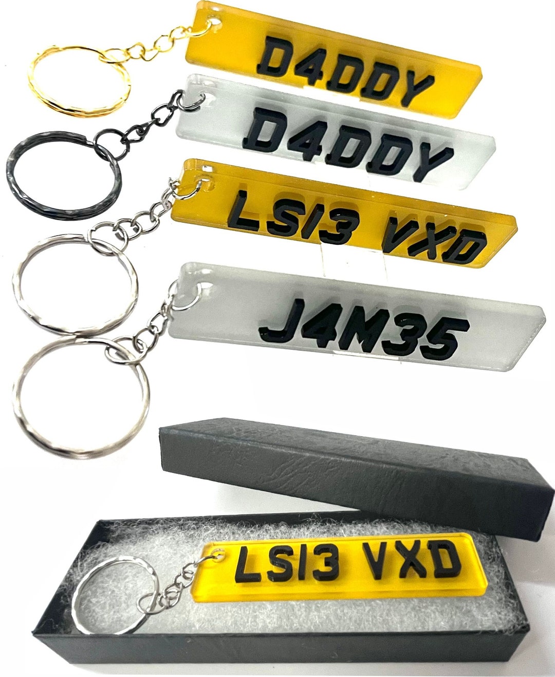 Custom 4D Numberplate Keyring, Personalised Name Keyring, Registration
