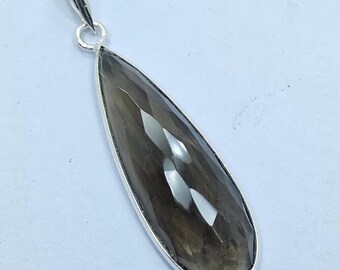 Smoky Quartz 925 Sterling Silver Pendant: Faceted Gemstone Jewelry