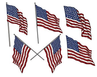 印刷可能なアメリカ国旗セット、壁飾り（デジタルダウンロード