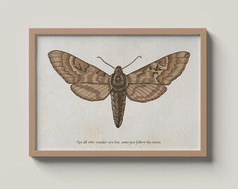 Vintage Moth Clipart: Boho Gothic Illustration (Digital Download SVG/PNG)
