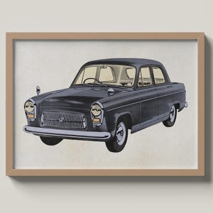 Vintage Car Wall Art Printable – Classic 1950s Car Illustration – Retro Auto Poster – Antique Car Decor Download – Garage Art for Men Cave