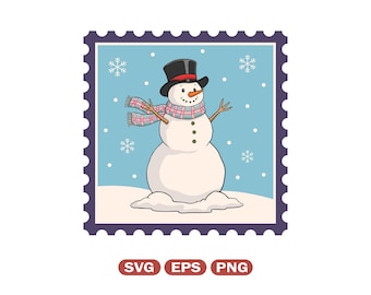 Cute Snowman SVG – Christmas Clipart PNG, Cricut Ready (Digital Download)
