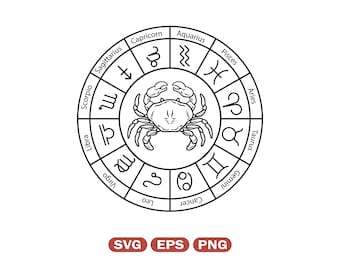 Cancer Zodiac Sign SVG - Astrology Clipart PNG for Cricut and Celestial Crafts