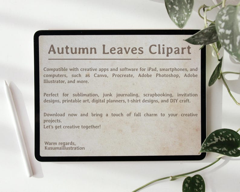 Autumn Leaves Clipart SVG PNG - Vintage Hand Drawn Fall Foliage - Etsy