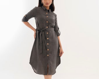 Women's Shirt Dress, Linen Shirt dress, Shirt Dress for Office