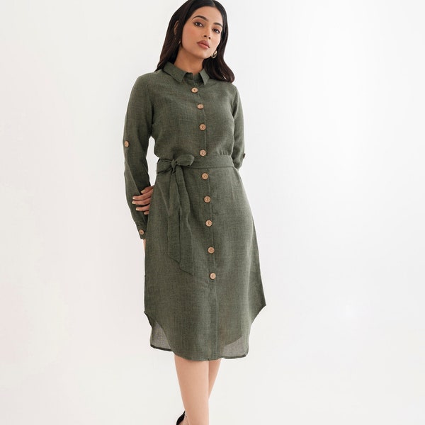Women's Shirt Dress, Linen Shirt dress, Shirt Dress for Office