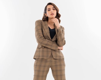 Women's Blazer, Office Blazer, Checked Blazer, Grey Blazer, Office Blazer, Formal Blazer  ( Blazer Only)