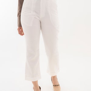 Women's Ankle Length Pant, White Casual Pants, Cotton Pants, Women's Trousers image 2