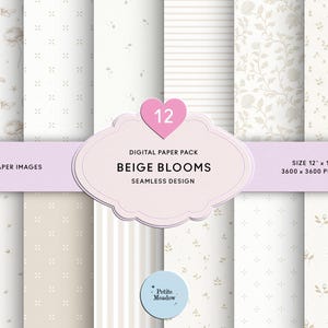 Confezione di carta digitale floreale beige con acquerello vintage, roselline shabby chic, motivo romantico senza cuciture, carta per scrapbooking beige, diario spazzatura