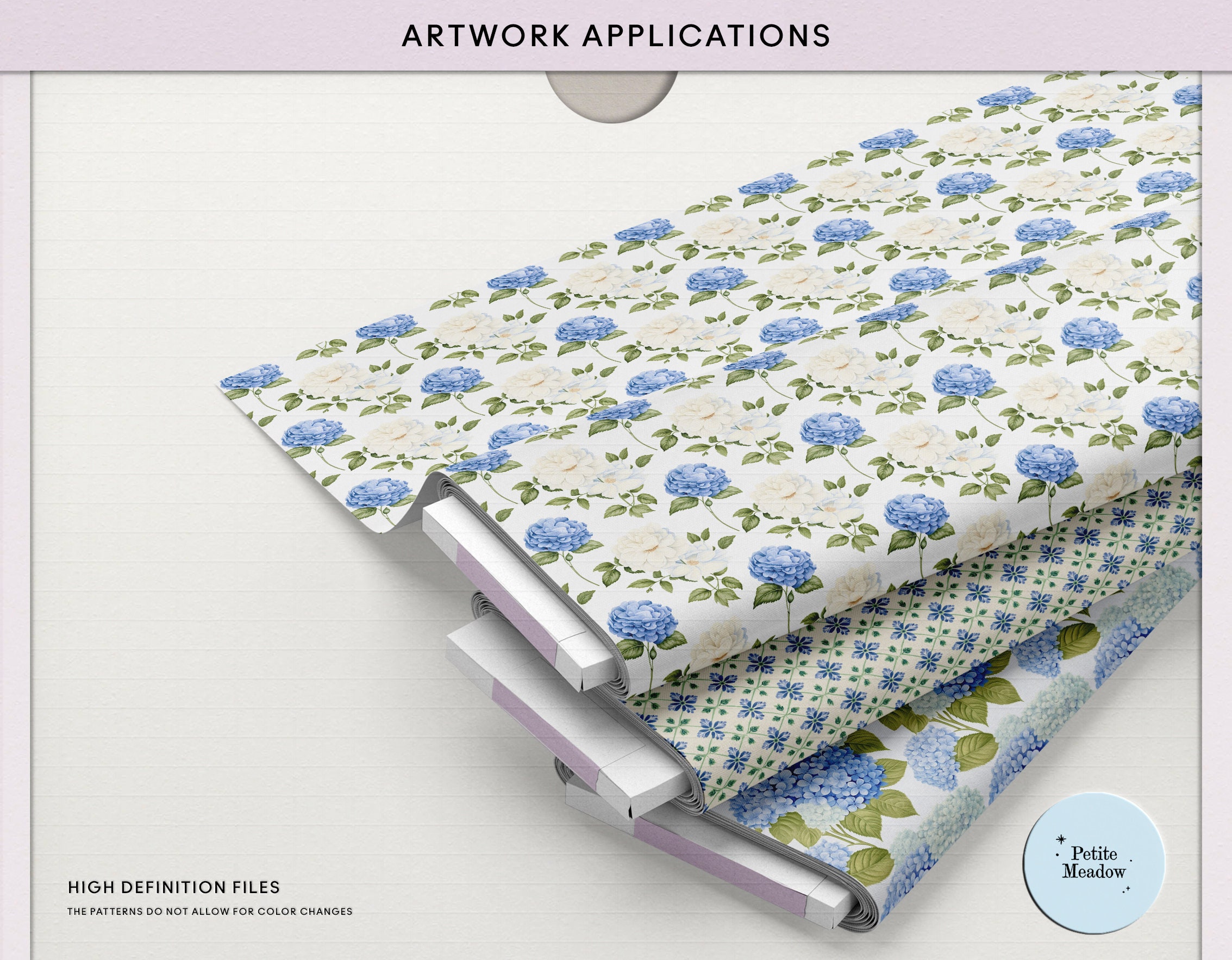 Watercolor Blue & White Floral Digital Paper Pack, Royal Blue Seamless ...