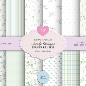 Digitales Papier mit Aquarell Blumen: Shabby Chic Cottagecore Muster (digitaler Download)
