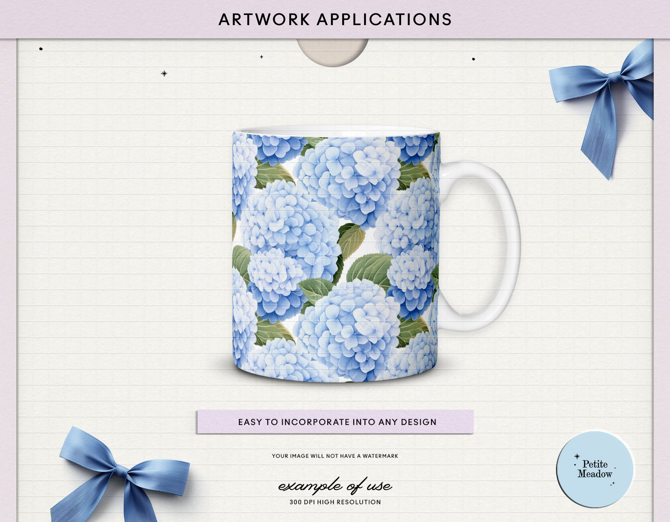 Watercolor Blue & White Floral Digital Paper Pack, Royal Blue Seamless ...