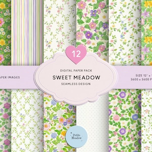 Vintage aquarelle fleurs sauvages papier numérique sans couture shabby chic imprimable paquet de papier petite fleur scrapbooking coloré printemps indésirable journal