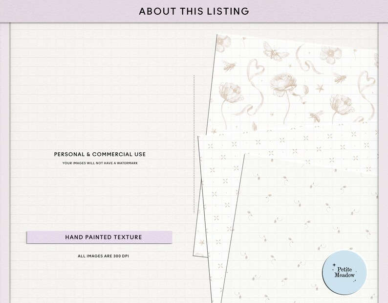 Vintage Watercolor Beige Floral Digital Paper Pack, Shabby Chic Ditsy ...