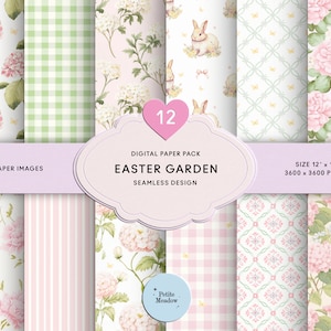 Aquarell Hase Ostern Digitales Papier Nahtlos Shabby Chic Printable Papier Pastell Rosa Blumen Scrapbook Papier Rosa Baby Girl Junk Journal
