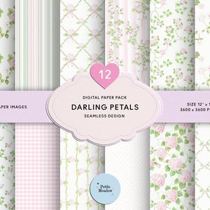 Papel digital con estampado floral vintage de acuarela en color rosa, paquete de papel imprimible con motivos shabby chic sin costuras, papel para álbum de recortes con flores ditsy rosas, diario basura