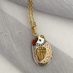 Gold Bird Charm, Bird Pendant, Mothers Day Gift, Nature Charm, Bird Lover Gift, Necklace For Women, Porcelain Pendant, Unique Pendant