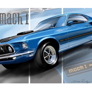 1960’s Ford Mustang Mach 1 Digital Illustration