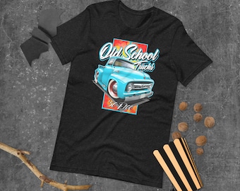 Unisex t-shirt cartooned 1956 Ford F100 Truck (Baby Blue)