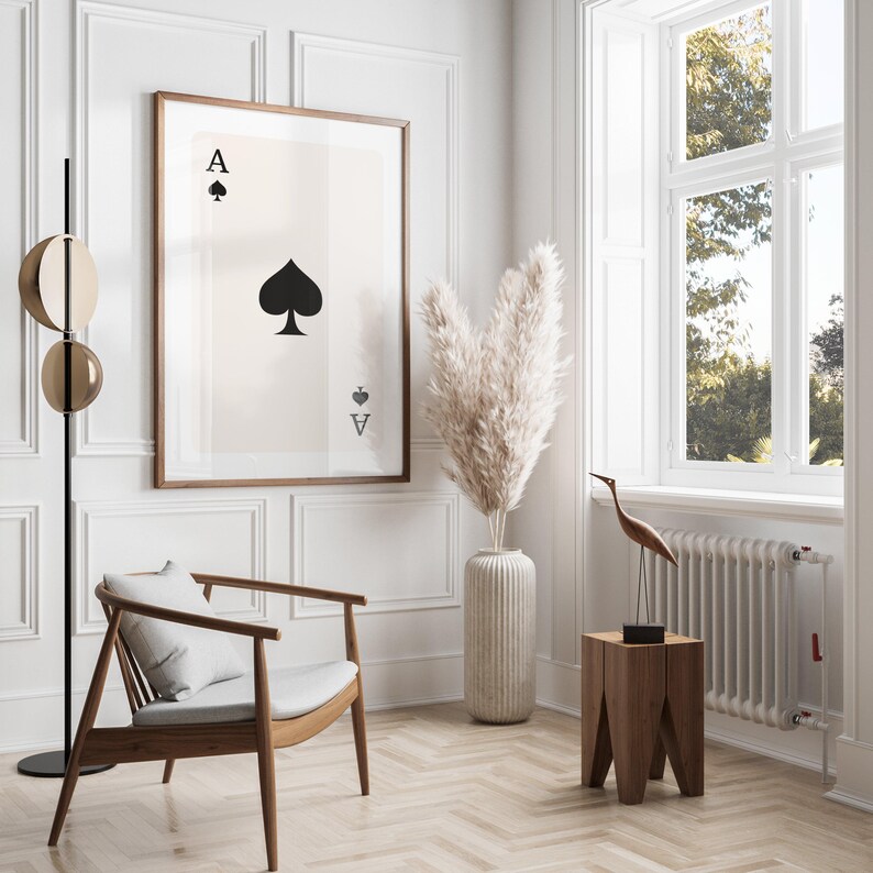 Ace of Spades Poster, Minimalist Playing Card Art, Modern Wall Decor
