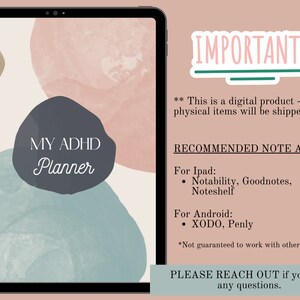 ADHD DIGITAL PLANNER for Ipad, Notability, Goodnotes + Android. Adult ...