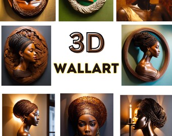Afroamerikanische Frau 3D Wandkunst: Geflochtene Frisur - Holzskulptur png svg jpg