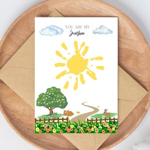 Sun Handprint Art, DIY Kids Handprint Craft, Cute Toddler Keepsake, Custom Sunshine Handprint, Handprint Activity, Nursery Decor, Mom Gift