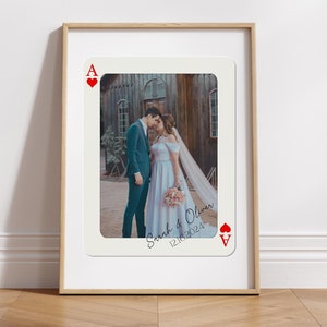 Art mural photo personnalisé pour cartes à jouer, impression photo de couple carte chance, affiche tendance as de coeur, art mural couple esthétique, cadeau Saint Valentin
