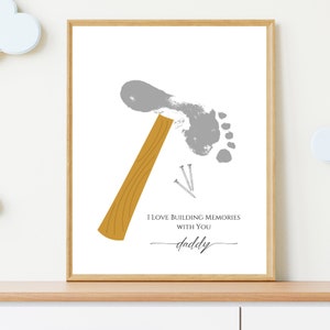 Lavoretto con impronte per la festa del papà, arte personalizzata con impronte, regalo per la festa del papà da parte dei bambini, biglietto per la festa del papà, ricordo per i più piccoli, fai da te stampabile per bambini