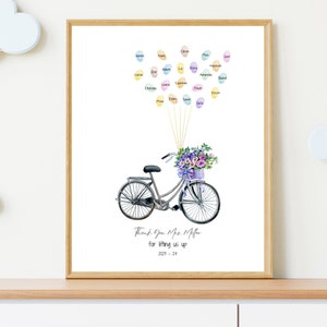 Biglietto di ringraziamento personalizzato per insegnanti con impronte digitali, regalo di apprezzamento per gli insegnanti da parte degli studenti, regalo di fine anno, ricordo stampabile fai da te per bambini