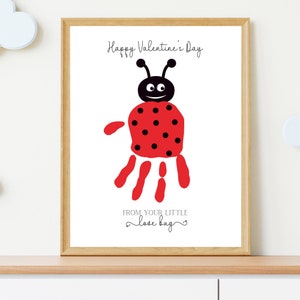 Little Love Bug handafdruk kunst, Valentijnsdag handafdruk ambacht, peuter aandenken lieveheersbeestje afdrukken, afdrukbare kinderen DIY Craft, Valentijnsdag cadeau