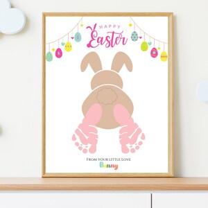 Ostern Fußabdruck Kunst, benutzerdefinierte Hase Fußabdruck Handwerk, bedruckbare Kinder DIY Handwerk, Kleinkind Andenken, Osterkarte von Kindern, Sofort Download