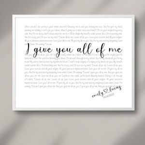 Minimalist Song Lyrics Wall Art, Custom Song Poster, Personalized First Dance Song Print, Romantic Gift, Valentines Day Gift