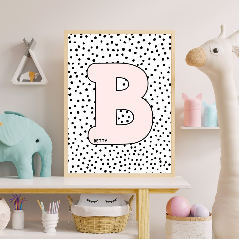 Custom Kids Wall Art, Personalized Initial Print Art, Kids Name Wall